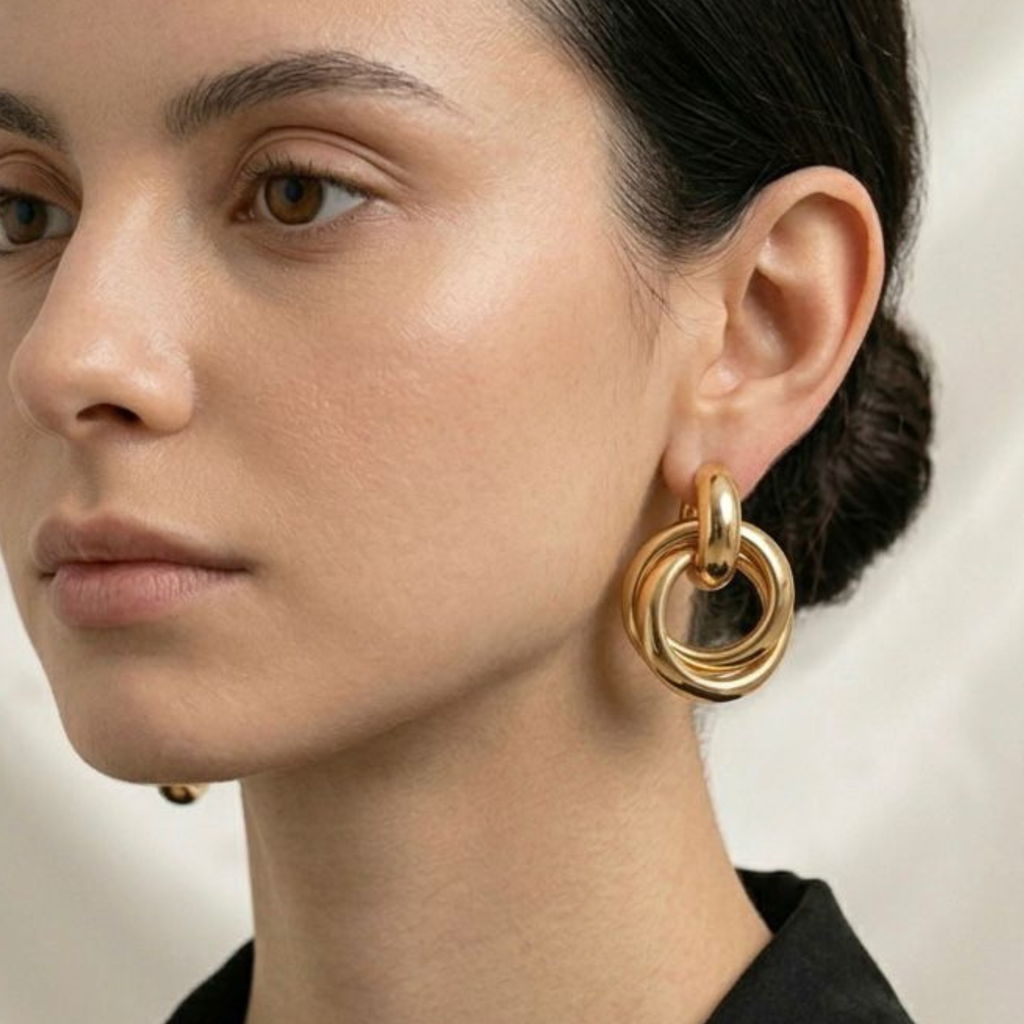 Aretes Celeste Dorado