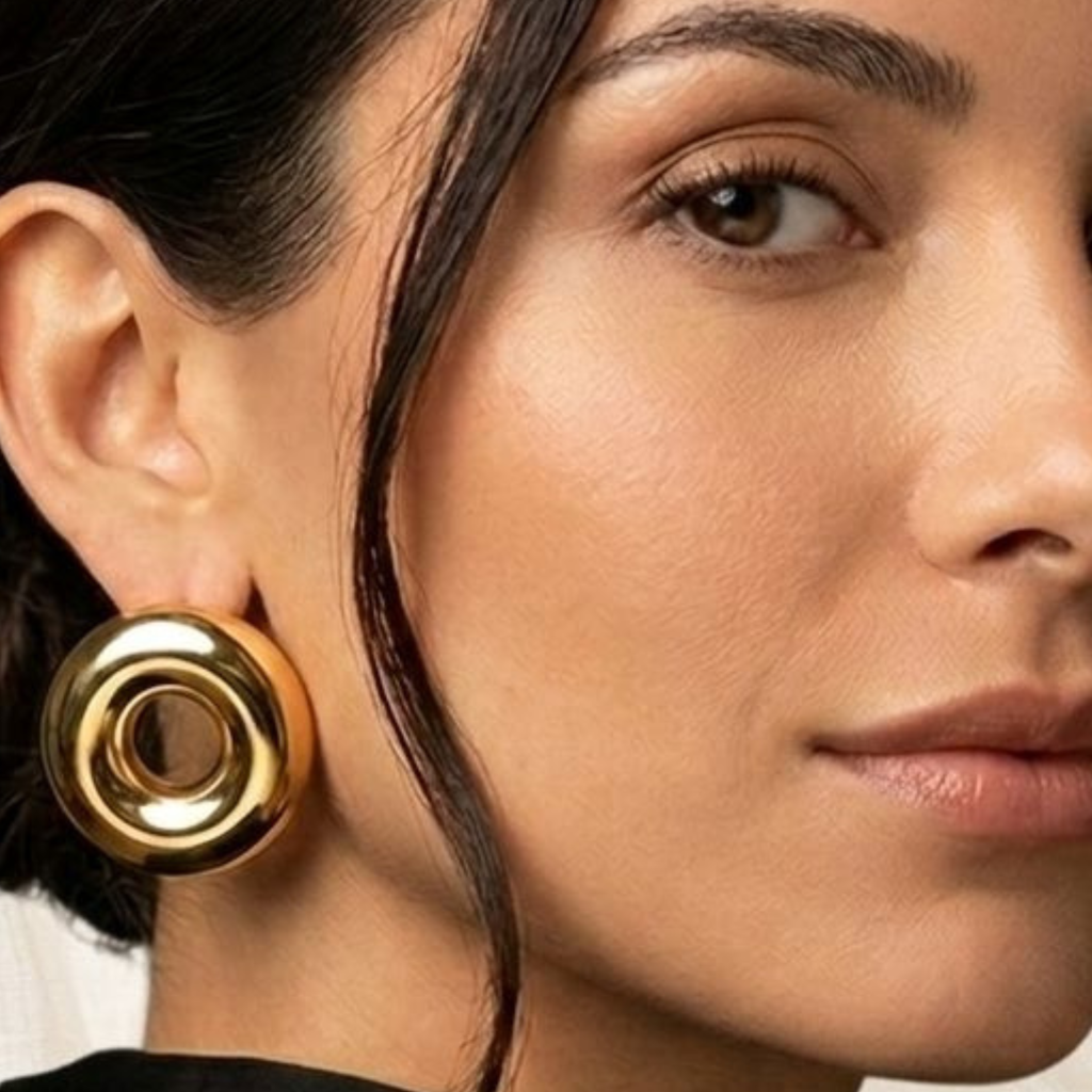 Aretes Halo Dorado