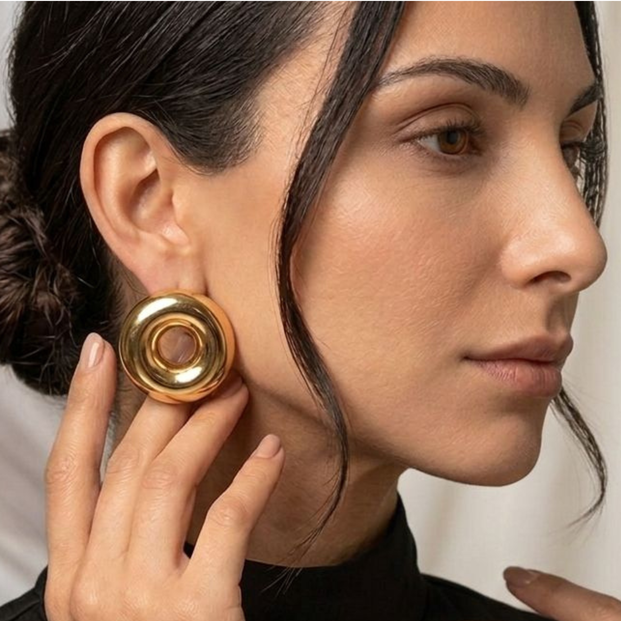 Aretes Halo Dorado
