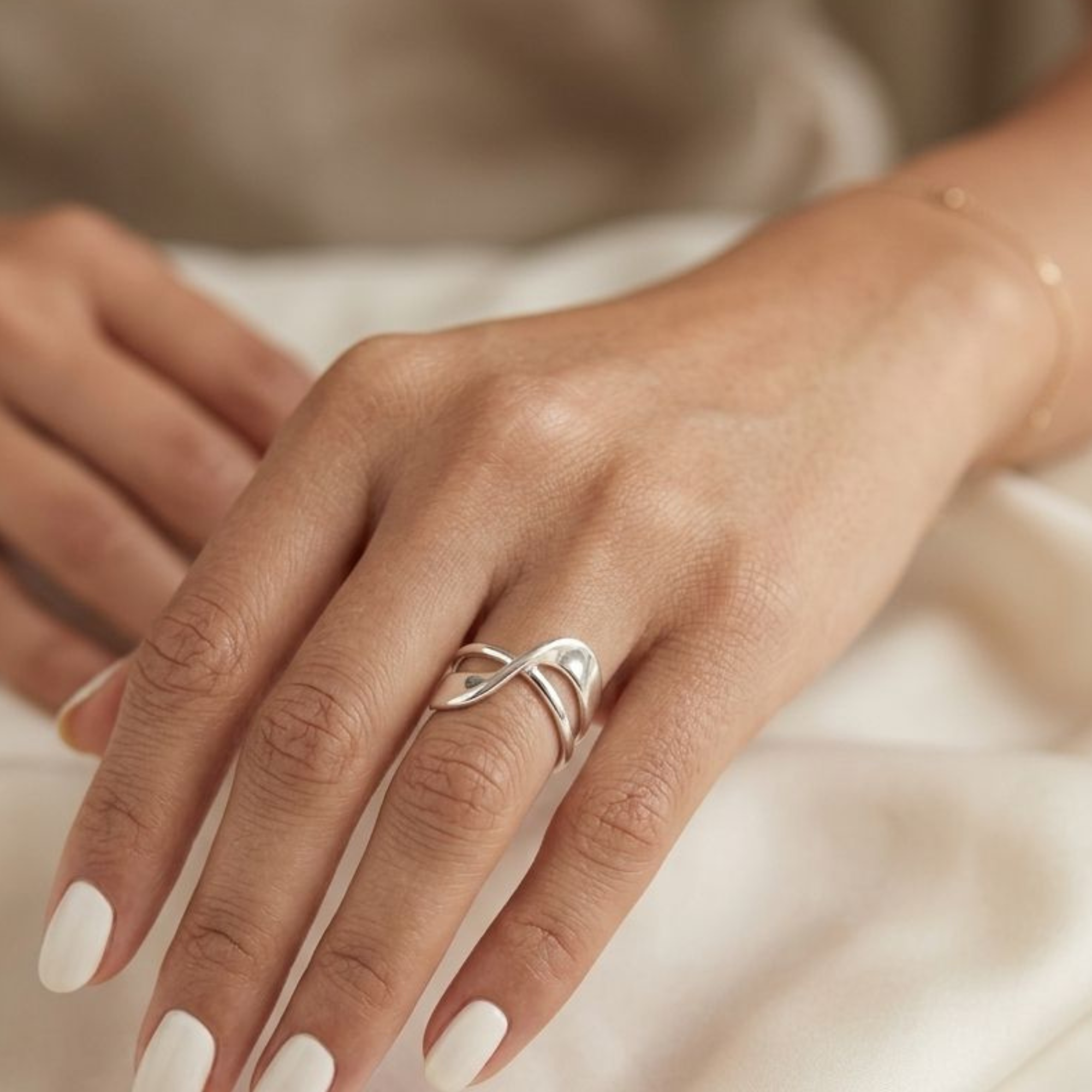 Anillo Onda Plateado