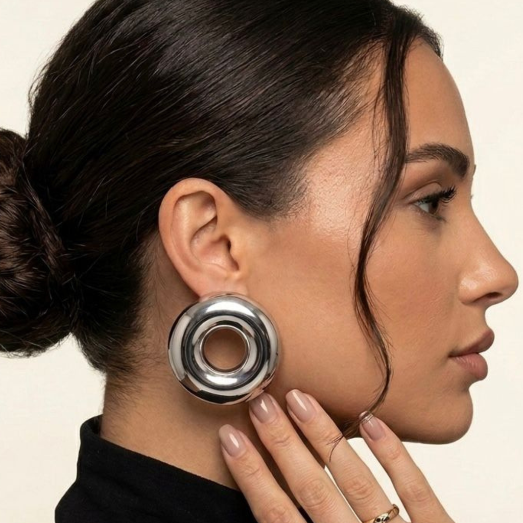 Aretes Halo Plateado