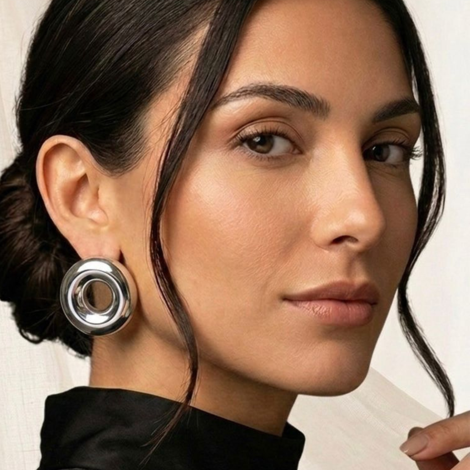Aretes Halo Plateado