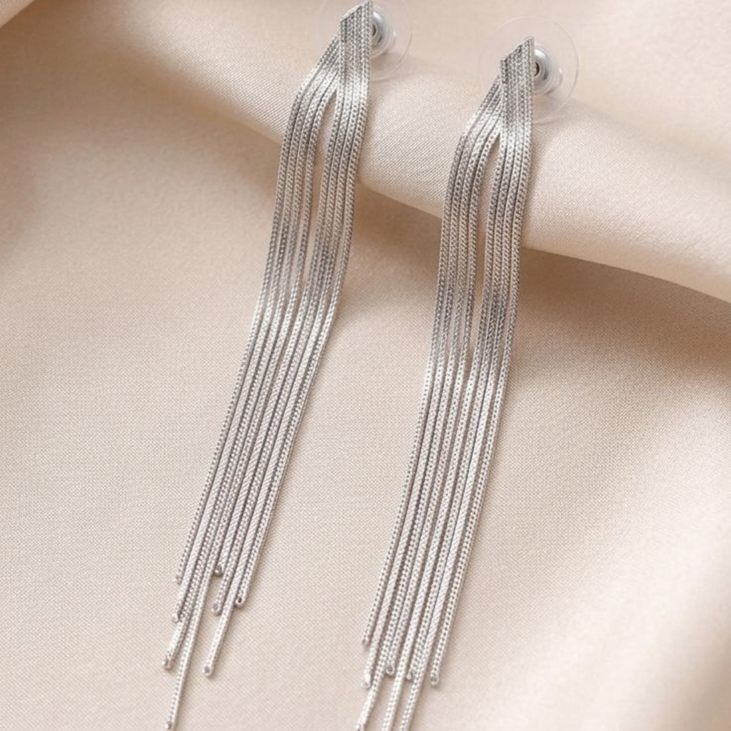 Aretes Hilos Plateado