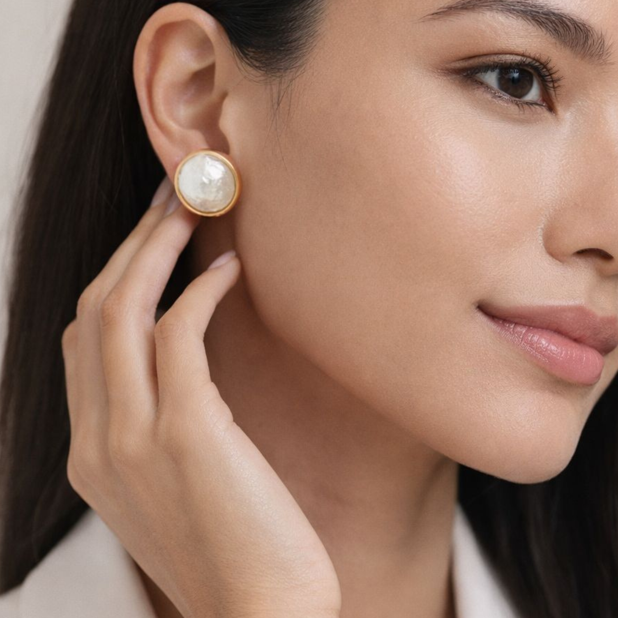 Aretes Perla Dorado