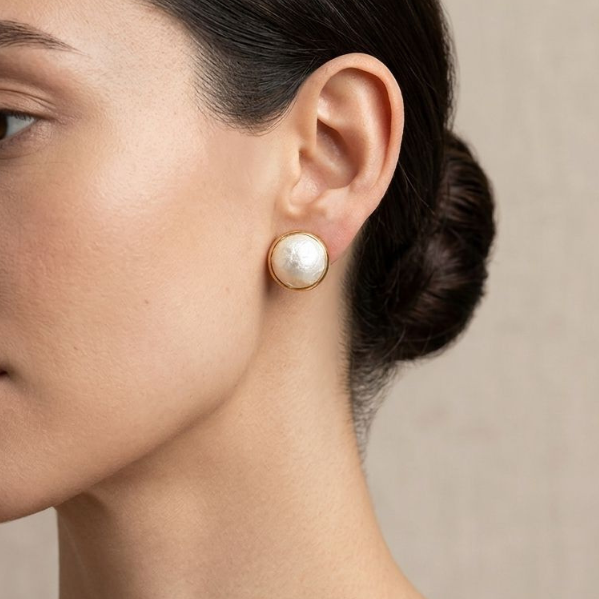 Aretes Perla Dorado