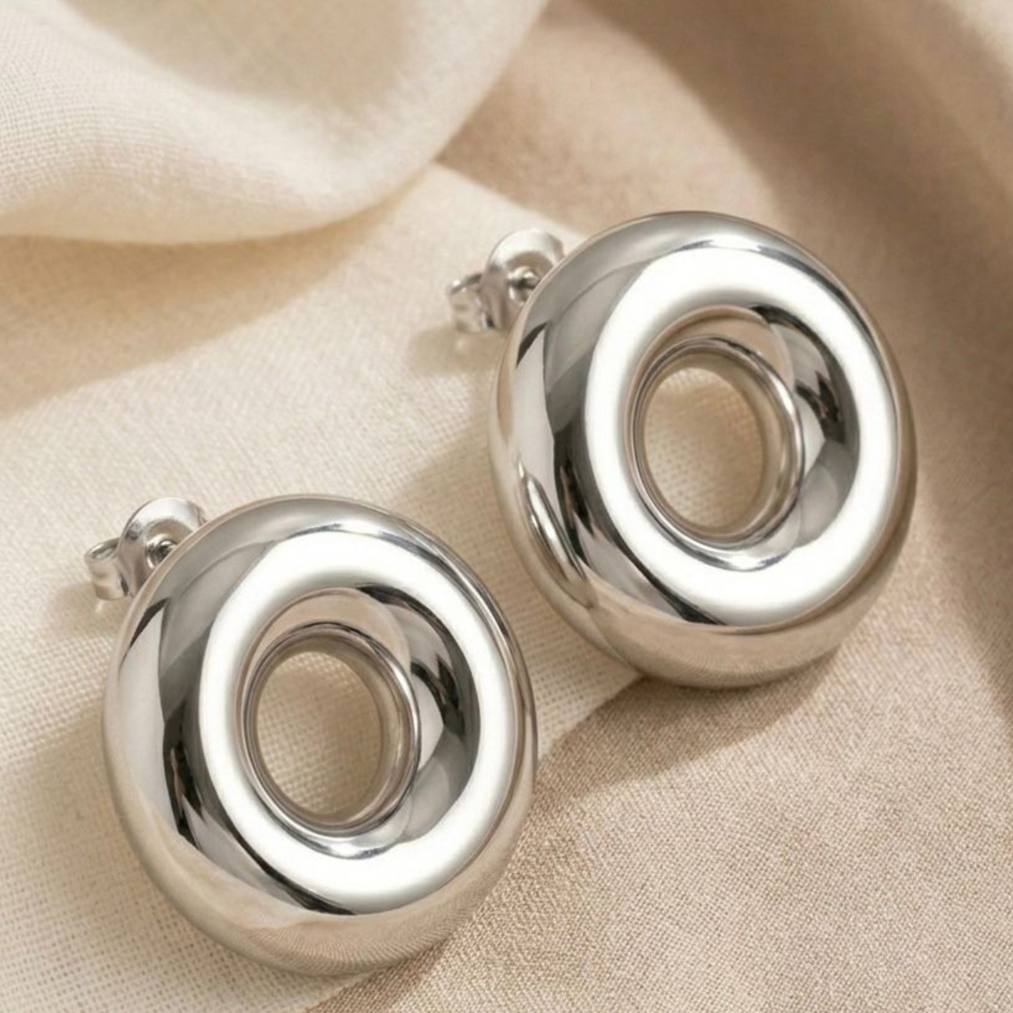 Aretes Halo Plateado